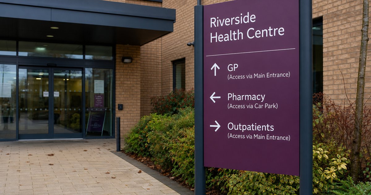 Signpost showing routes to NHS services