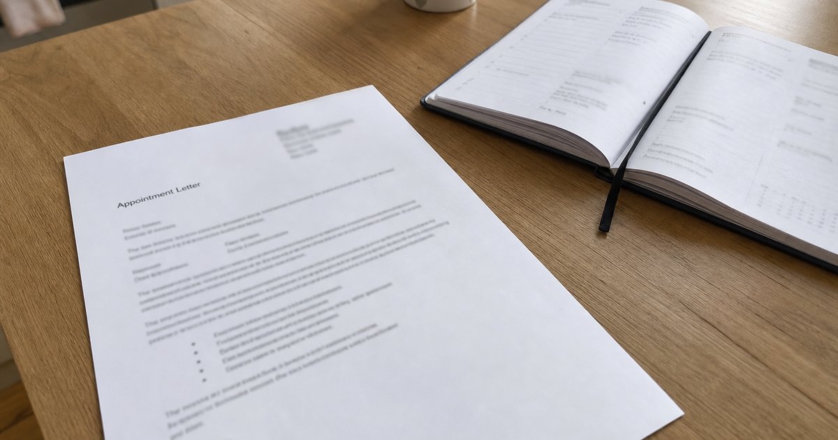 An NHS appointment letter and a calendar